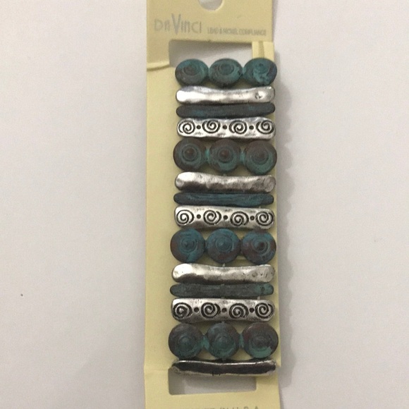 DaVinci Patina Swirl Circle Design Bar Stretch Bracelet, NWT - Picture 2 of 2